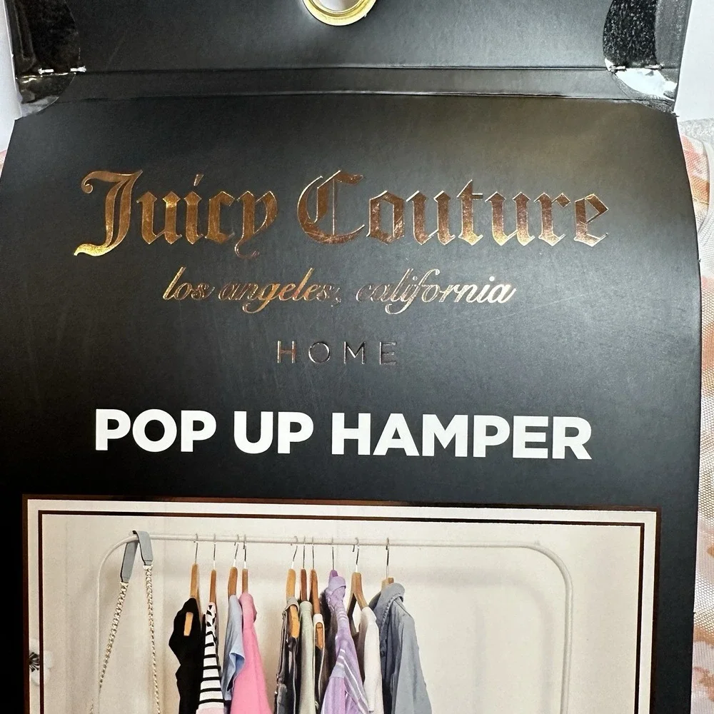 Juicy Couture Home Pop Up Laundry Hamper Pink Leopard Collapsible Mesh New